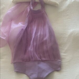 Lovers + Friends Lavender Halter Pleated Bodysuit